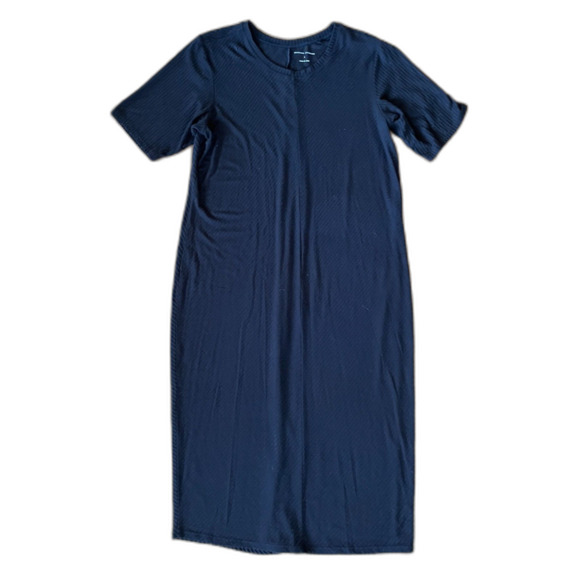 UNIVERSAL STANDARD Black Ribbed Made in Peru Midi Dress Women's Size Small - Picture 3 of 8